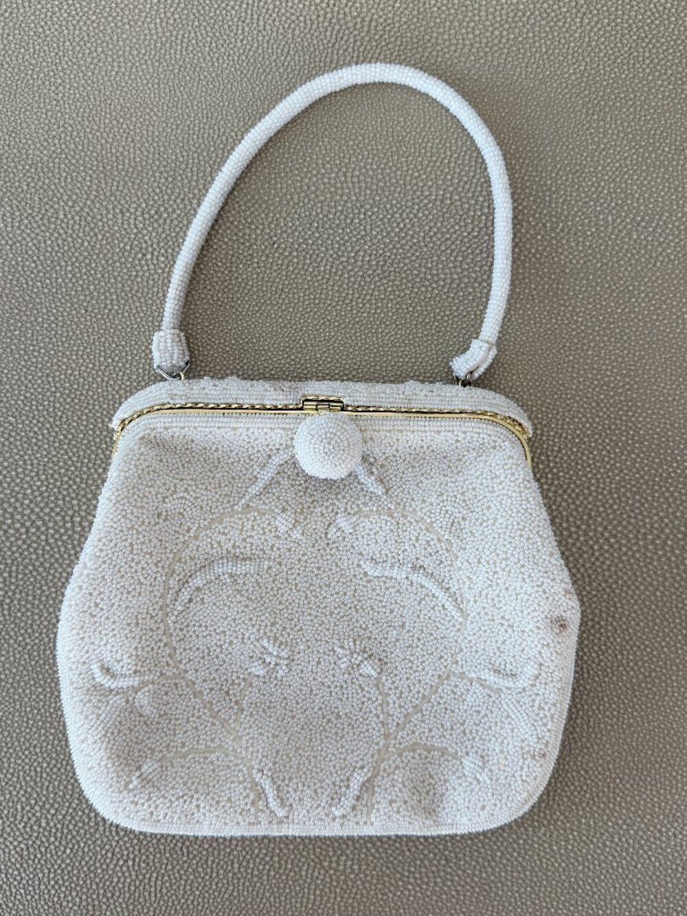 Vintage Walborg White Beaded Silk Evening Bag Made in Japan
